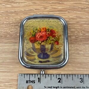 Vintage Style Floral Teacup & Roses Compact Mirror Dual Travel Purse Makeup